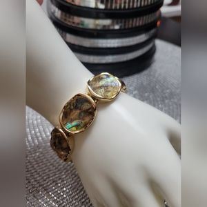 New Turtleshell Stretch Bracelet - Gold Tone Finish Fashion Jewelry